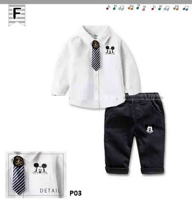 Setelan kemeja dasi celana mickey mouse